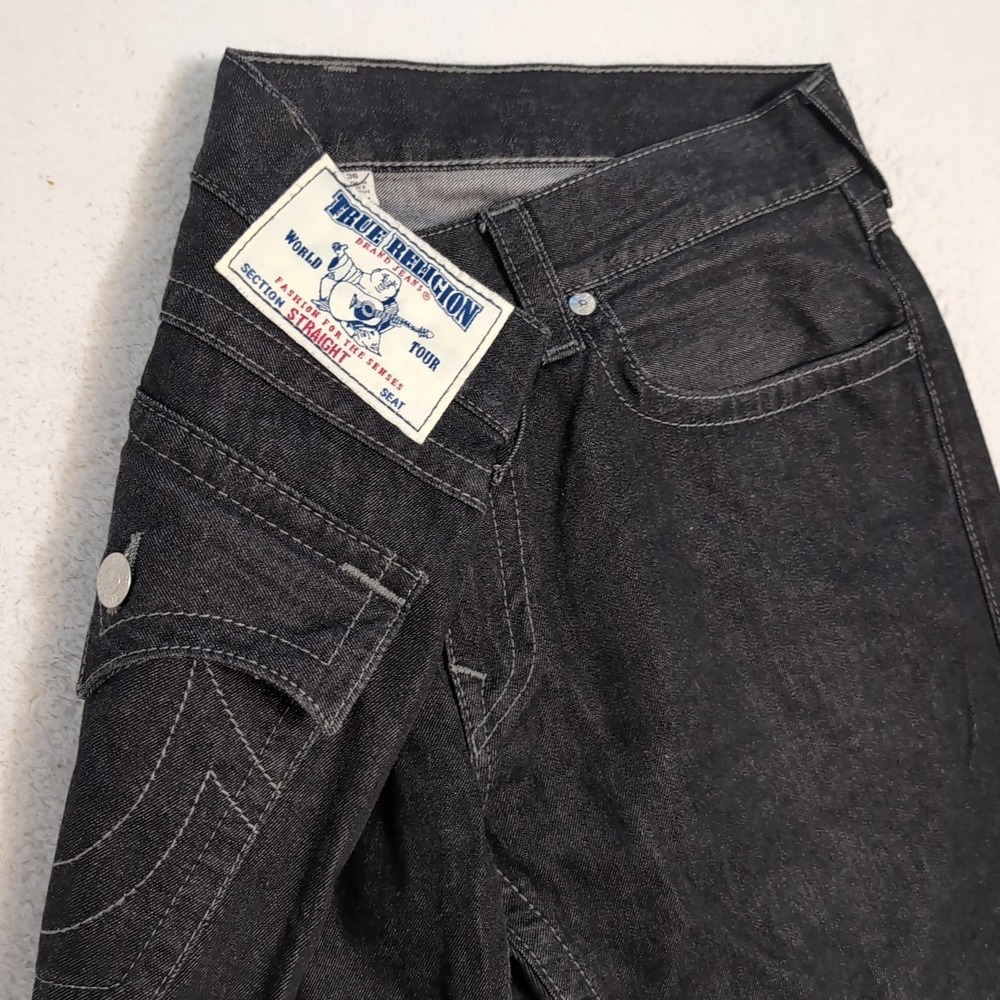 NEW True Religion Dark wash straight leg denim jeans W/ Back flap pockets 36x31